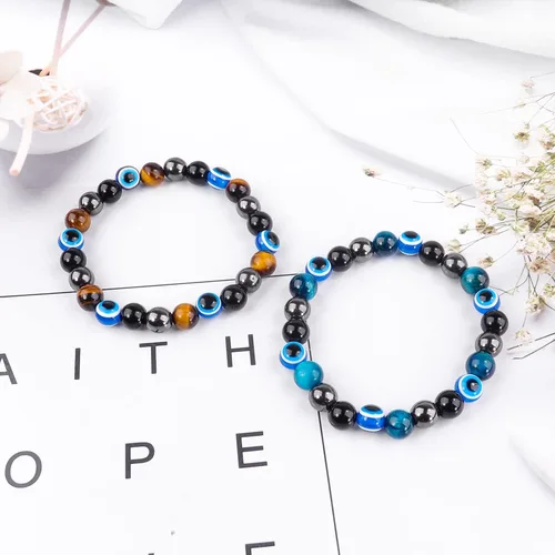 Vista 2 de Triple Protection Bracelet, CARPDIM Evil Eye bracelet and Black Obsidian evil eye Beads Bracelet for Men Women Healing Bracelets Bring Good Luck