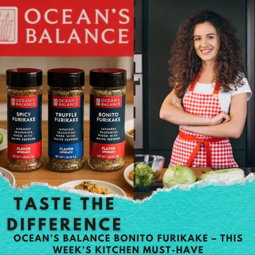Vista 8 de Condimento Bonito Furikake de Ocean Balance - Condimento de algas marinas con algas de Maine Coast - Condimento saludable con sal de algas marinas