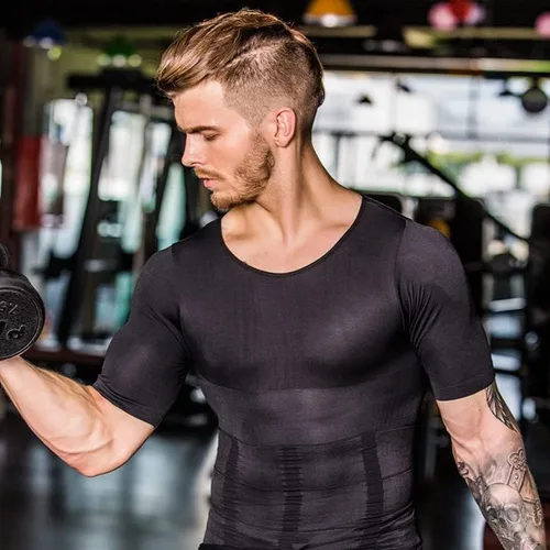 Vista 3 de Arjen Kroos Men's Gynecomastia Compression Shirts Shapewear Body Shaper Slimming Undershirts