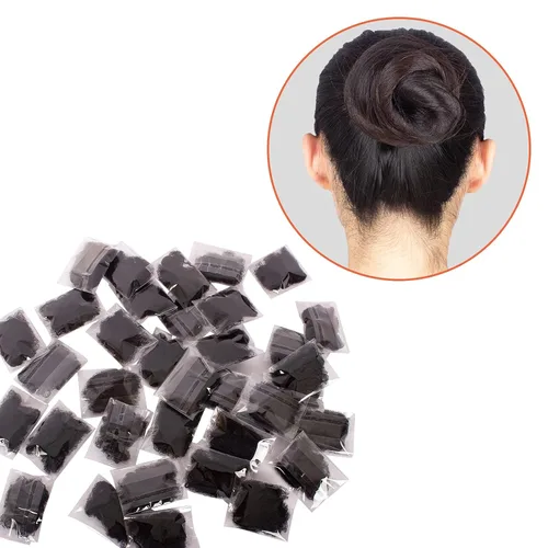 Vista 2 de WeKen Paquete de 20 redes para el cabello con borde elástico invisible, 19.7 in, 20 pulgadas, color negro