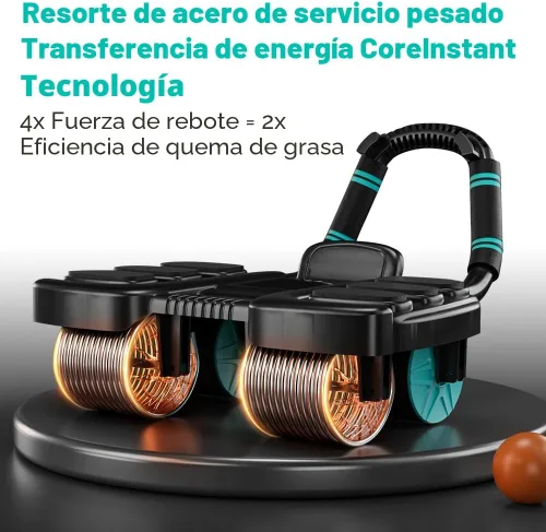 Vista 4 de 2025 Nuevo Rodillo de Abdominales Automático con Rebote y Soporte para Codos y Diseño de 4 Ruedas - Equipo de Ejercicios Abdominales para Gimnasio