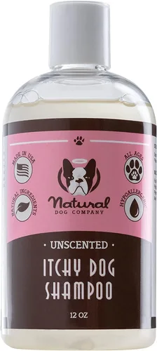 Vista 4 de Natural Dog Company Itchy - Champú para perros – Champú hipoalergénico para perros para aliviar la picazón en la piel, aloe vera, jojoba, algas