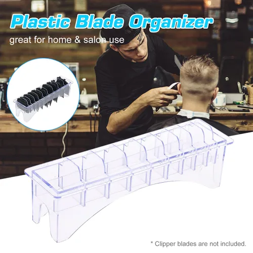 Vista 2 de Estuche organizador rectangular para cortar el cabello, peine guía de plástico, caja de almacenamiento de 10 bloques, herramientas universales
