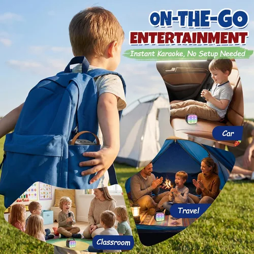 Vista 7 de YLL Máquina de karaoke para niños y adultos, regalos de cumpleaños para Negro