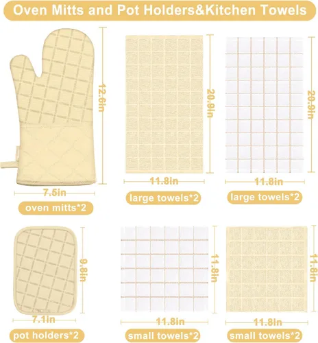 Vista 2 de Juego de agarraderas para horno y paños de cocina/Toallas de cocina y paños de limpieza, guantes de horno y toallas de cocina de 500 grados