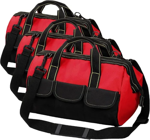 Vista 10 de Hiceeden Bolsa de herramientas de boca ancha de 16 pulgadas, bolsa de herramientas plegable con revestimiento impermeable y correa ajustable, bolsa