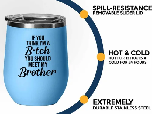 Vista 3 de Funny brother Blue Edition Wine Tumbler 12oz - should meet my brother - Family Squad Fam Thank You Gift Siblings Parents Grandparents Funny brother