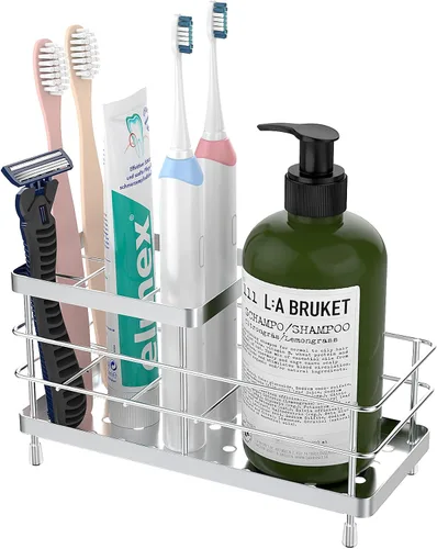 Vista 12 de Luxspire Toothbrush Holders for Bathroom, Stainless Steel, 2 Slots, Black Negro