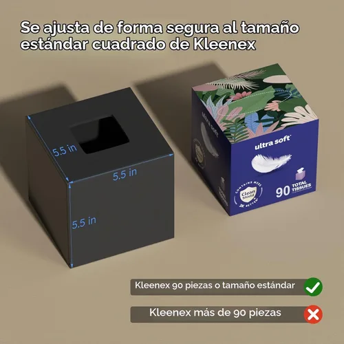 Vista 2 de FEMELI Cajas de pañuelos cuadradas de acrílico negro mate para baño