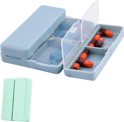 Vista 3 de Xiaokeis Organizador de píldoras, organizador de píldoras de viaje, farmacia de bolsillo con diseño de 7 compartimentos, dispensador de píldoras