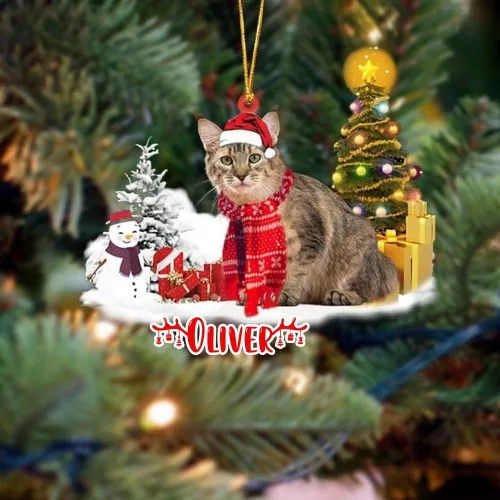 Vista 147 de NAZENTI Adorno personalizado de gato abisinio con árbol de pino, adorno de Navidad personalizado para perros amantes de las mascotas, colgante
