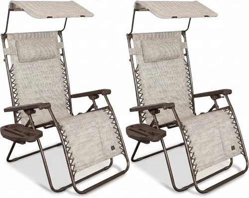 Vista 11 de Bliss Hammocks - Silla de gravedad cero con toldo y bandeja lateral, Jacquard café