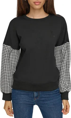 Vista 2 de Karl Lagerfeld Paris Blusa de manga larga con detalle de pata de gallo para mujer