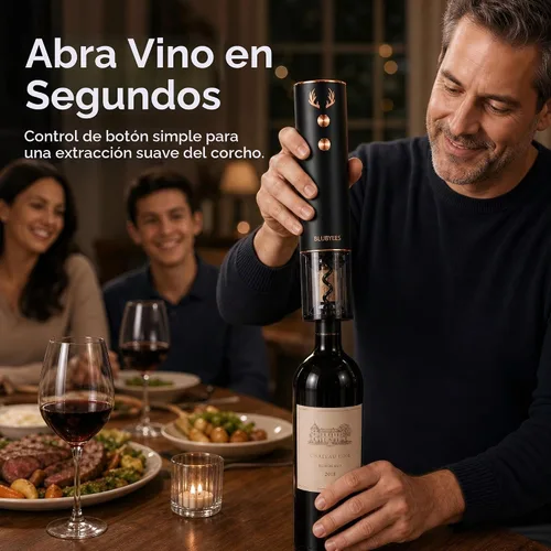 Vista 9 de BLUBYEES Juego de abridor de vino eléctrico recargable 4 en 1 - Sacacorchos automático, cortador de aluminio, aireador y vertedor, tapón de vacío