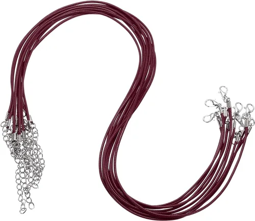 Vista 90 de MECCANIXITY 10 cordones de collar encerado de 18 pulgadas, cadena de collar a granel con cierre de 0.059 in de cuerda de cuero encerado para hacer