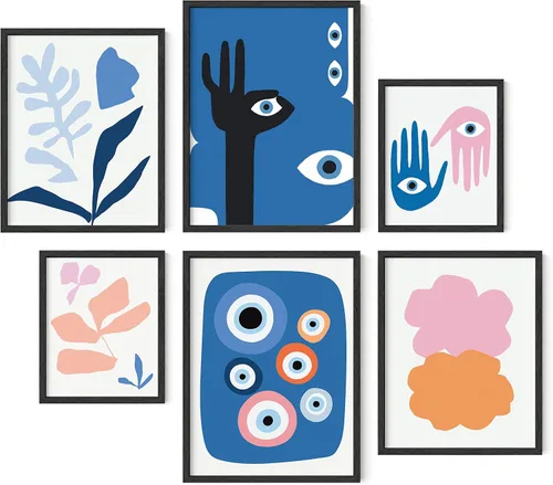 Vista 28 de HAUS AND HUES Decoración de Pared Naranja Arte de Galería Juego de 6 - Pósteres para Estética de Habitación Psicodélica, Arte de Pared Rosa y 70 s