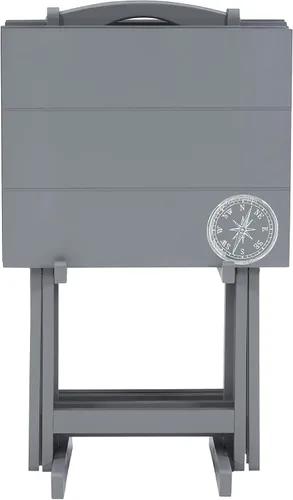 Vista 7 de Linon Decoración del hogar SAMM TV, juego de mesa de bandeja gris