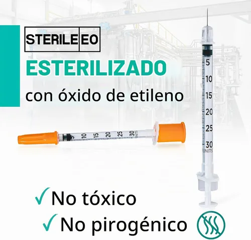 Vista 6 de ONE-CARE Jeringa 0.01 fl oz/cc, 30G x 5/16" (8mm), tapa naranja, 100pcs/box