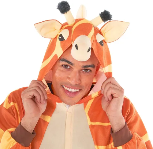 Vista 3 de Morph Disfraces de jirafa, mono de jirafa, mono de animales para adultos, divertidos disfraces de Halloween para hombres y mujeres