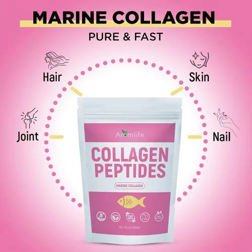 Vista 5 de Aromlife Péptidos de colágeno para mujeres, sin aglomeración, 14 días de péptidos de colágeno en polvo para piel, cabello, uñas y digestivo, sabor a