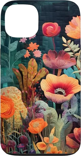 Vista 7 de iPhone 16 Flores coloridas en funda de edredón óptica, flores