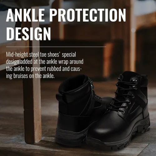 Vista 4 de Jousen Botas de acero con punta para hombre, impermeables, de combate, tácticas, militares, aisladas, botas de trabajo para hombres
