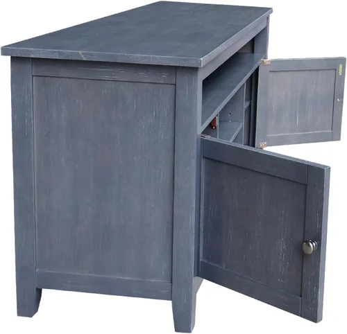 Vista 8 de IC INTERNATIONAL CONCEPTS Soporte de madera maciza para entretenimiento/TV con 2 puertas, gris jaspeado lavado antiguo