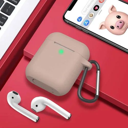 Vista 7 de Funda para AirPods de silicona, de protección completa, compatible con Apple AirPods 1 y 2, funda de carga inalámbrica y con cable
