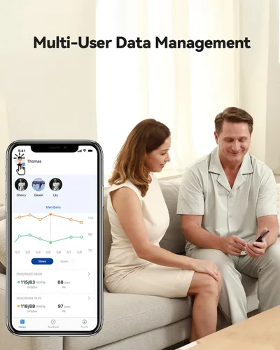 Vista 13 de Checkme Monitor de presión arterial para uso doméstico - Brazalete para la parte superior del brazo, máquina de presión arterial Bluetooth, lecturas