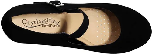 Vista 5 de Cityclassified Mark Mary Jane - Zapatos cómodos de tacón de cuña para mujer, con correa de oficina, con correa
