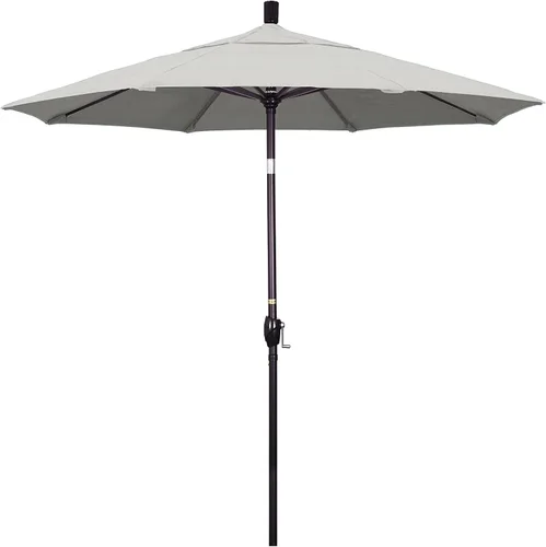 Vista 18 de California Umbrella Sombrilla redonda de aluminio de 7.5 pies, manivela elevadora, botón de inclinación, poste de bronce, Sunbrella Air Blue