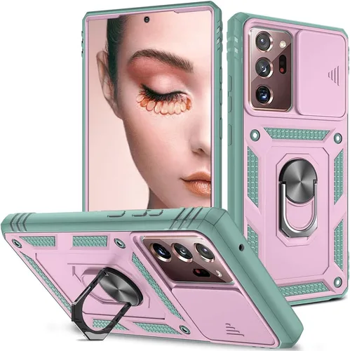 Vista 16 de Funda para Samsung Galaxy Note 20 Ultra 5G con ranura para tarjetero de cámara deslizante, grado militar, resistente, a prueba de golpes, funda