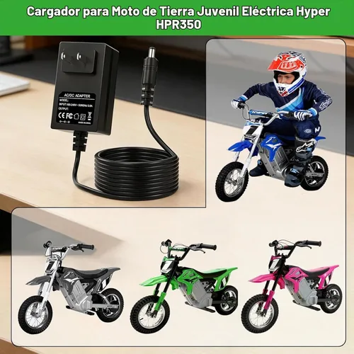 Vista 2 de Cargador de 29.4V para batería Hyper 24V Volt compatible con Hyper HPR 350 HYP-350-1000 Powered Youth Dirt Bike Cable de suministro de adaptador