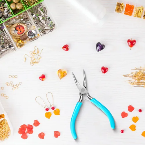 Vista 3 de Alicates de Punta de Aguja de 4.5 Pulgadas Alicates de Joyería de Súper Precisión Herramientas para Hacer Joyas Mango de Agarre Cómodo Alicates