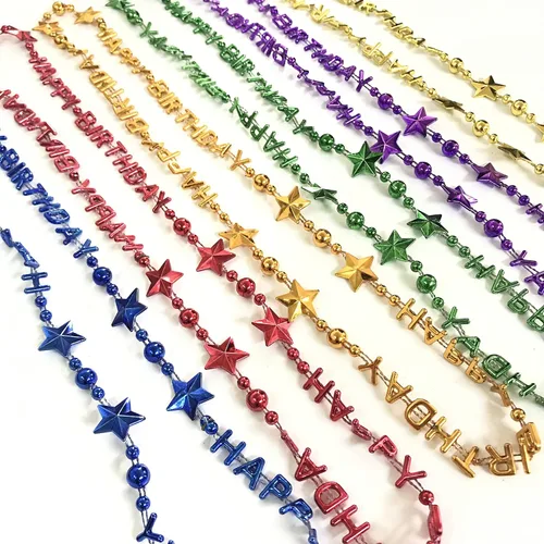 Vista 5 de 12 piezas de collar de cuentas de feliz cumpleaños suministros de regalo para fiesta