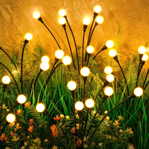 Vista 9 de Luces solares para exteriores (2 paquetes - 16 LED), luces solares para jardín ASMAD, decoraciones al aire libre, luz de luciérnaga para decoración