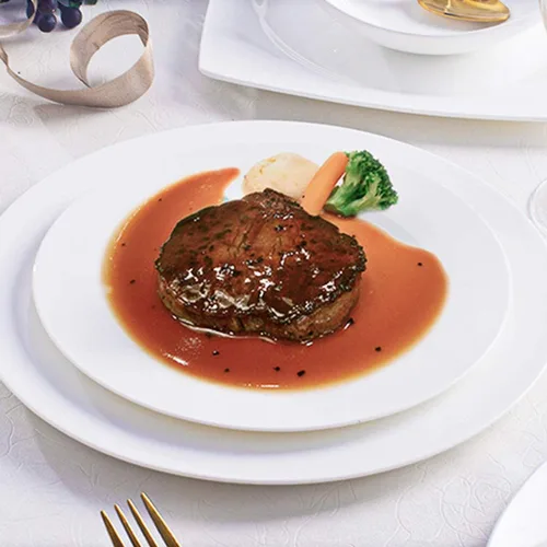 Vista 6 de Foraineam Juego de 12 platos redondos de ensalada de porcelana de 8 pulgadas, platos de postre blancos
