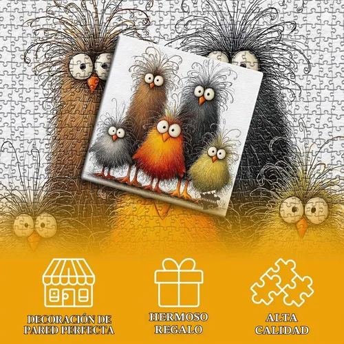 Vista 5 de PICKFORU - Divertido rompecabezas de pollo para adultos, 1000 piezas, rompecabezas abstracto de pollo, lindo rompecabezas de gallo de animales