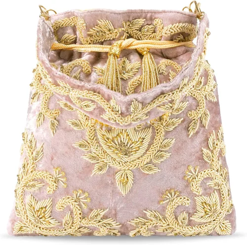 Vista 4 de Aheli Potli - Bolsas de noche para mujer bolso de mano étnico con cordón P71