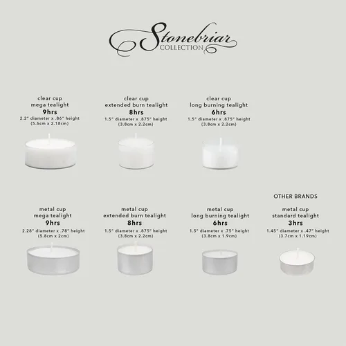 Vista 8 de Stonebriar Velas de té de 6 a 7 horas de tiempo de combustión, velas transparentes sin perfume de larga duración para decoración del hogar