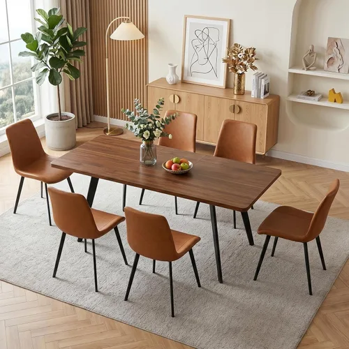 Vista 22 de Zerifevni 47.2"- 62.9" Extendable Dining Table Set of 5 Kitchen Table with 4 Dining Chairs, Modern Gray Wood Grain, Waterproof Scratchproof for