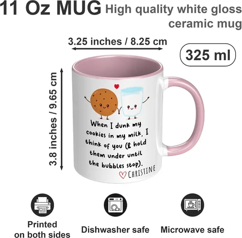 Vista 3 de When I Dunk My Cookies In My Milk I Think Of You - Novelty Coffee Mug White and Many Cute Colors - Funny Gift for Birthday Christmas Thanksgiving