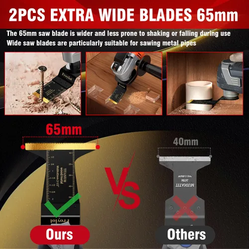 Vista 4 de 24 cuchillas oscilantes de titanio bimetálicas – Cuchillas multiherramienta para cortar clavos, grapas, tubos de cobre, paneles de yeso, chapa
