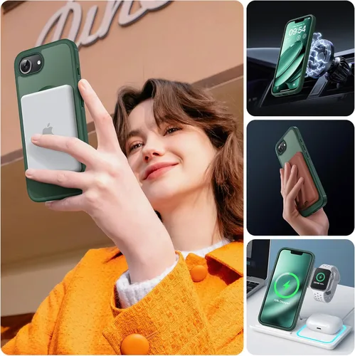 Vista 6 de TOCOL Funda para iPhone 17e, compatible con Magsafe, protección militar contra caídas, delgada, translúcida, mate, a prueba de golpes, para iPhone
