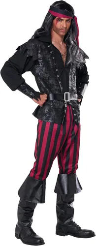 Vista 2 de Disfraz de pirata despiadado para hombre, NEGRO