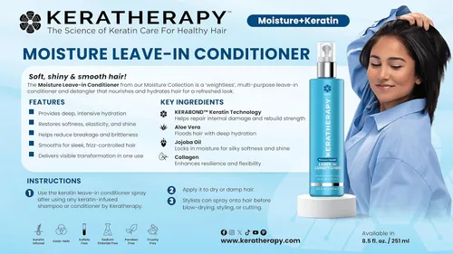 Vista 3 de Keratherapy Acondicionador hidratante sin enjuague en aerosol con infusión de queratina, 8.5 onzas líquidas, acondicionador hidratante sin enjuague