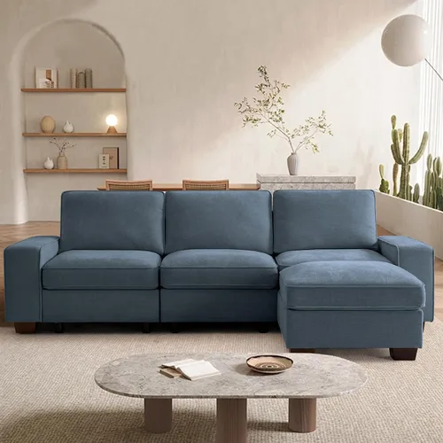 Vista 19 de TEKAMON - Sofá modular de 73" con almacenamiento en el asiento, sofá biplaza moderno de tela de chenilla para sala de estar, oficina, apartamento