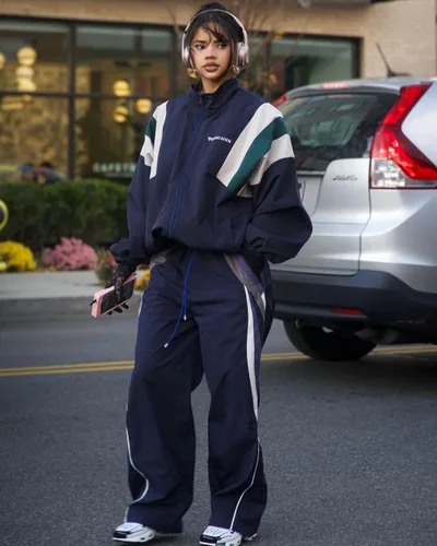 Vista 2 de Aelfric Eden Color Block Sweatpants Baggy Wide Leg Parachute Pants Unisex Y2k Track Pants with Drawstring