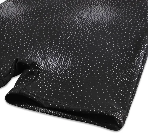 Vista 5 de Leotardo de gimnasia con shorts para niñas, sin mangas, para ciclismo, con diseño de mariposas y flores con brillo, color negro y rosado intenso