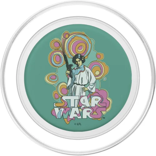 Vista 2 de Star Wars Leia - Póster de título de remolino de color retro PopSockets MagSafe PopGrip para iPhone
